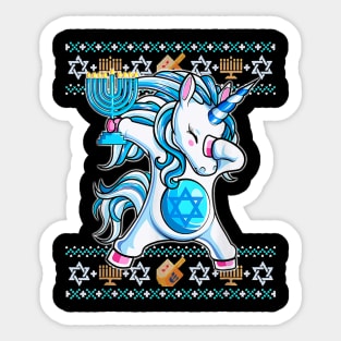 Jewnicorn Jewish Unicorn Hanukkah Pajama Sticker